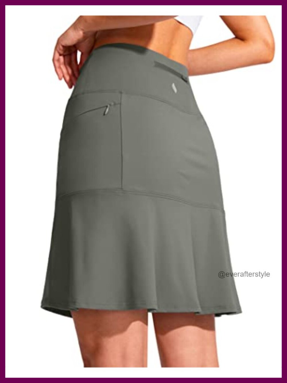 Ruffled Golf Skort with Pockets, UPF50+ High Waist Active Skirt
